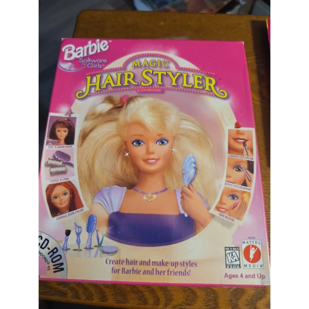 Vtg Big Box Barbie Magic Hair Styler - Windows PC CD-ROM Game 1997